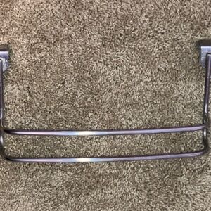 Over cabinet hanging metal towel bar